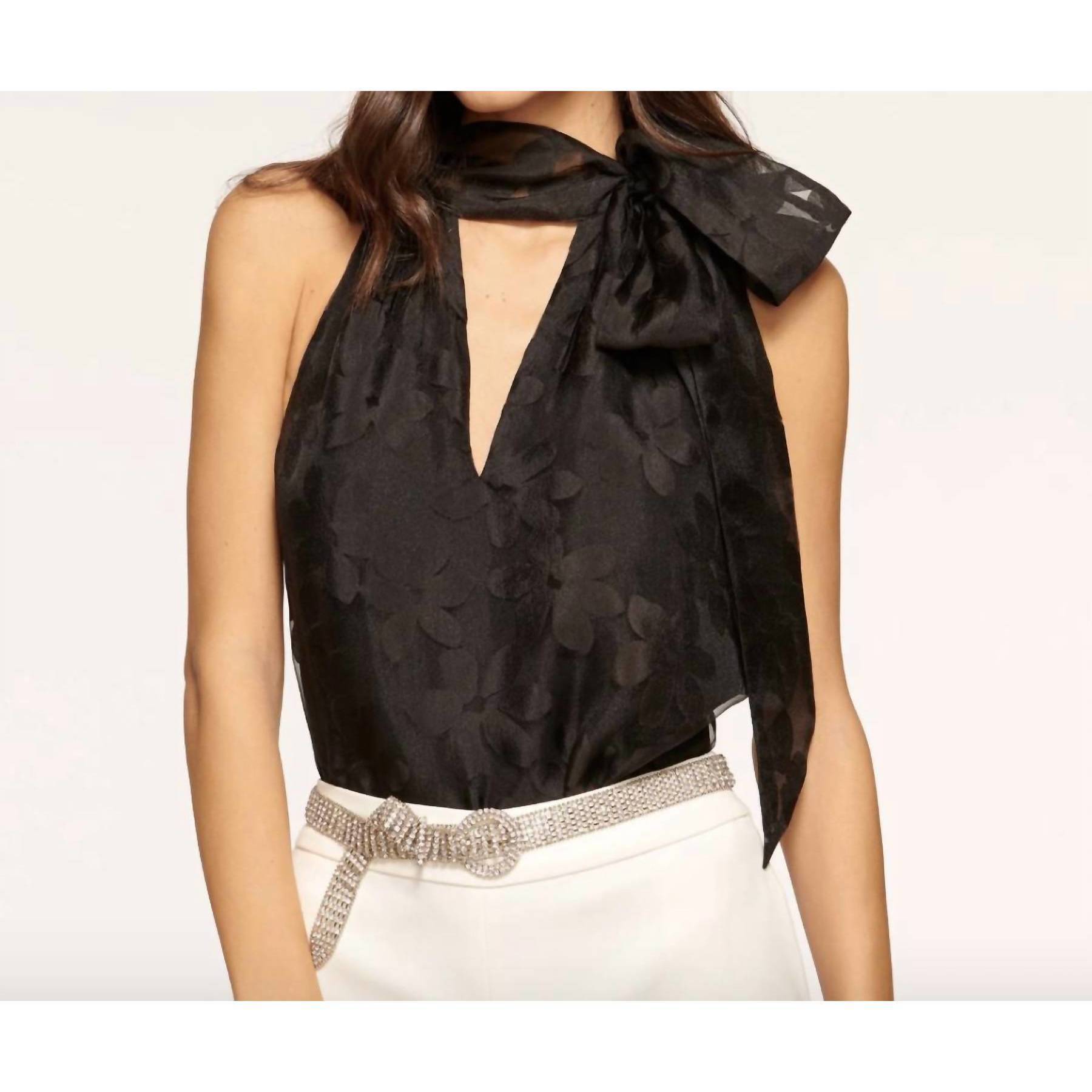 New Ramy Brook Claudia Bow Top In Black Petal